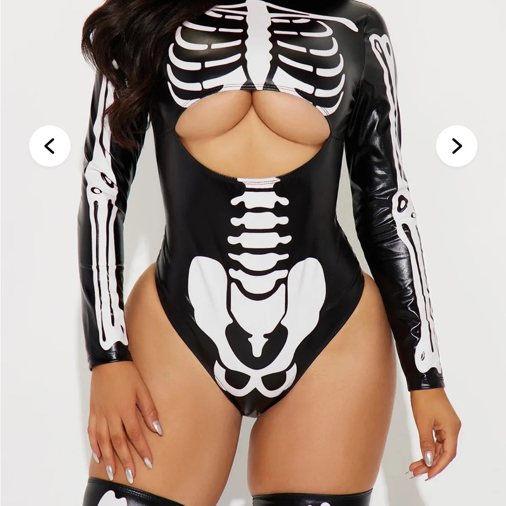Fashion Nova Black and White Skeleton Bodysuit
